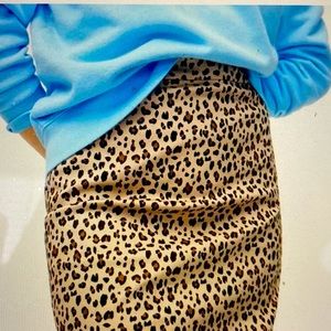 JCrew No. 3 Pencil Skirt in Bi-Stretch Cotton Leopard Print